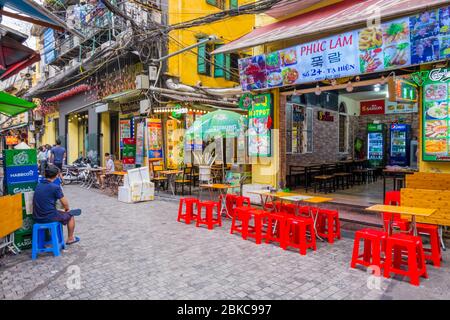 Restaurants, Ta Hien Straße, Altstadt, Hanoi, Vietnam Stockfoto