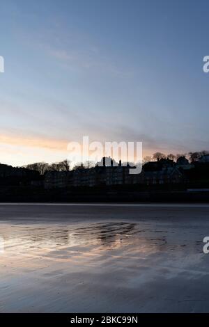 Sonnenuntergang am Filey Beach - Filey, Yorkshire, Großbritannien Stockfoto