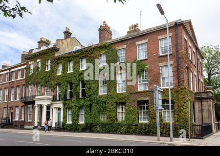 Ivy-bedeckte Häuser auf Catharine Street, Georgian Quarter, Liverpool. Stockfoto