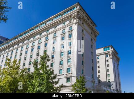 LDS Joseph Smith Memorial Building in Temple Square in Salt Lake City, Utah. Stockfoto