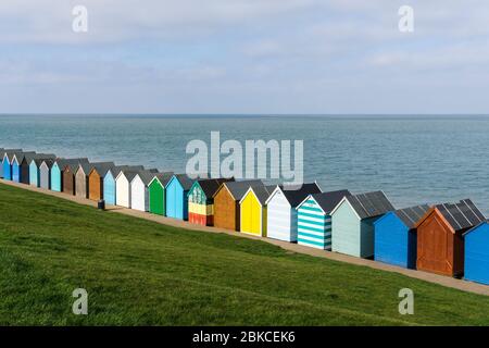 Strand Hütten von Herne Bay, Kent, Großbritannien Stockfoto