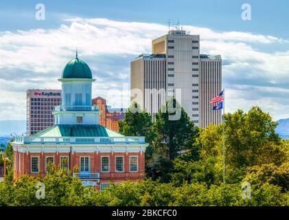 Salt Lake City Council in Salt Lake City, Utah. Dieses Gebäude war das ursprüngliche Rathaus und Sitz der Regierung, bevor das Kapitolgebäude errichtet wurde. Stockfoto
