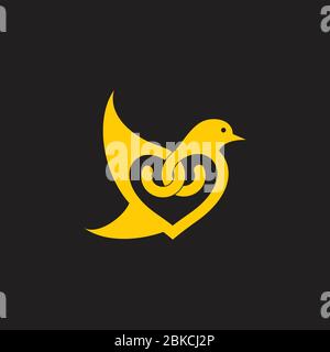 Vogel Liebe Form Schleife Kurven Design Dekoration Logo Vektor Stock Vektor