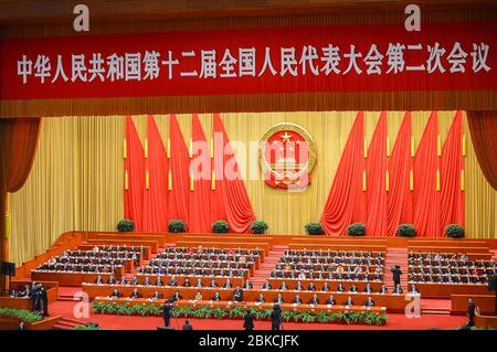 Peking / China - 13. März 2014: Zentralkomitee der Kommunistischen Partei Chinas, oberste Führung der Kommunistischen Partei Chinas bei einer Sitzung in Th Stockfoto