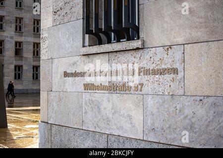 Sitz des Bundesministeriums der Finanzen, Bundesministerium der Finanzen, in Berlin. Wirtschaftlichkeit Stockfoto