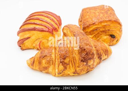 Französische Viennoiserie. Kunstwerke von einem Konditormeister Stockfoto