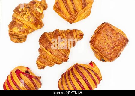 Französische Viennoiserie. Kunstwerke von einem Konditormeister Stockfoto