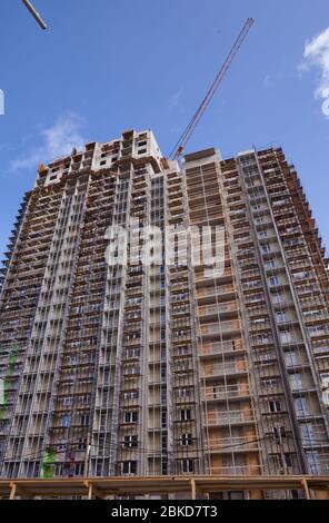 Neubau in einem Elitegebiet der Stadt, Baustelle. Stockfoto