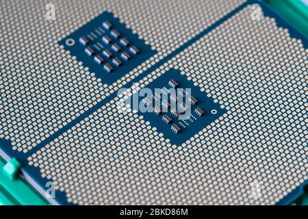 Der Prozessor ist ein kleiner Chip, der in Computern und anderen elektronischen Geräten steckt Stockfoto