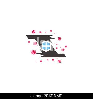 Zu Hause bleiben Sie sparen von Virus geometrische Hand einfaches Design Symbol Vektor Stock Vektor