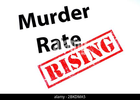 Murder Rate Überschrift mit einem roten STEIGENDEN Stempel. Stockfoto