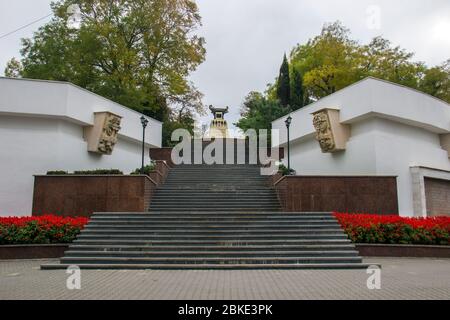 Sevastapol krim, Sevastapol ukraine, Sevastapol russland, russische Invasion, Sevastapol Blumenfest, Weiße Blume Wohltätigkeitsmesse, Weiße Blume Aktion Stockfoto