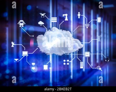 3D-Rendering cloud computing Technologie im Server Raum Stockfoto