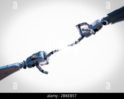Technologie Verbindung Konzept mit 3D-rendering Roboterhand zeigen Stockfoto