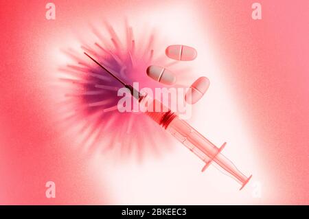 Medikamente und Heilwithtel - die Forschung ist unter hohem Druck auf einen Impfstoff gegen das Coronavirus. Im Vergleich zu SARS-CoV-2 haben mindestens 115 Impfstoffprojekte begonnen. Die Weltgesundheitsorganisation, DIE am 30. April 2020 102 bezahlte. Es gibt auch eine Reihe weiterer Projekte von verschiedenen Unternehmen und Instituten. Weltweit verwendet Stockfoto