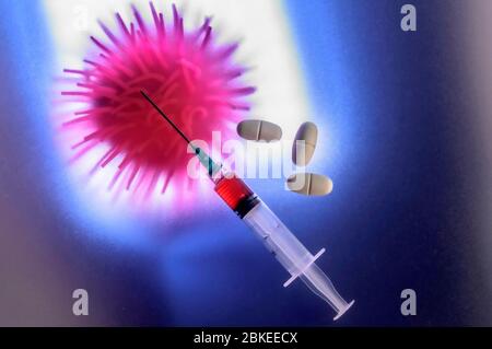 Medikamente und Heilwithtel - die Forschung ist unter hohem Druck auf einen Impfstoff gegen das Coronavirus. Im Vergleich zu SARS-CoV-2 haben mindestens 115 Impfstoffprojekte begonnen. Die Weltgesundheitsorganisation, DIE am 30. April 2020 102 bezahlte. Es gibt auch eine Reihe weiterer Projekte von verschiedenen Unternehmen und Instituten. Weltweit verwendet Stockfoto