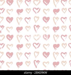Nahtloses Muster. Handzeichnung. Acrylfarben, Pinsel. Hintergrund für Ihre Kreativität. Moderner Hintergrund. Herz. Valentinstag Stock Vektor