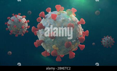 Covid-19-Virusausbruch, das gesundheitsbedrohende Coronavirus - das in der Lage ist, Krankheiten durch die allgemeine Grippe und auch ernsthaftere Krankheiten zu verursachen Stockfoto