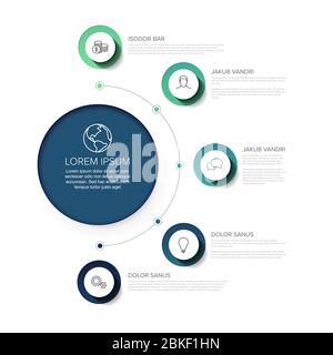 Infografievorlage Vector Multifunktions mit Titel- und fünf Elementoptionen und modernen Farben auf weißem Hintergrund Stock Vektor