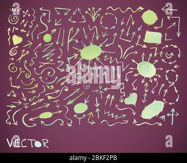Pastell Hand gezeichnete Doodle Skizzenpfeile. Pfeile von Hand gesetzt. Trendige Vektor-Pfeil-Design-Elemente in Pastellfarben. Stock Vektor