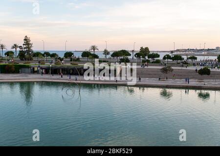 Palma De Mallorca, Spanien. Mai 2020. PALMA DE MALLORCA, SPANIEN - 3. MAI 2020: Menschen nutzen die neue Freiheit, um neben der Kathedrale von Palma de Mallorca zu Fuß - Mallorca während Corona Lock down am 3. Mai 2020 in Palma de Mallorca, . (Foto von Thomas Reiner/ESPA-Images) Quelle: Europäische Sportfotoagentur/Alamy Live News Stockfoto