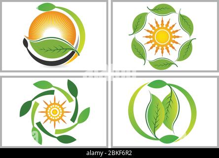 Illustrationskunst eines Eco-Leaf-Logos mit isoliertem Hintergrund Stock Vektor