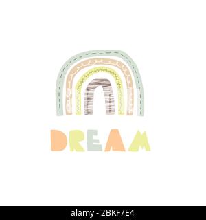 Aquarell Pastell Regenbogen in skandinavischer Hand Stock Vektor