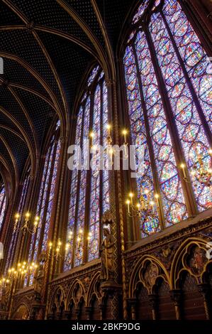 Innenraum der oberen Kapelle der Sainte Chapelle,Ile de la Cite, Paris, Ile-de-France, Frankreich Stockfoto
