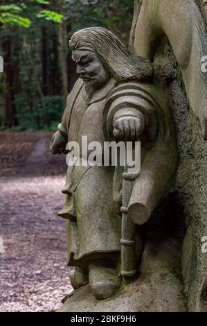 Tsukahara bokuden, Steinstatue, Kashima-jingu, japan Stockfoto