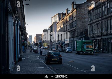 Argyll Street in Finnieston, Glasgow während der Covid-19-Sperre. Stockfoto
