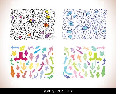 Pfeilsymbol gesetzt. Zeichen Farbe Web-Symbol auf weißem Hintergrund. Stock Vektor
