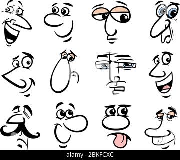 Cartoon Menschen machen Gesichter oder menschliche Emotionen Design-Elemente Grafikset Stock Vektor