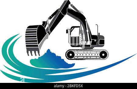 Illustration Kunst eines Schaufellogos mit isoliertem Hintergrund Stock Vektor