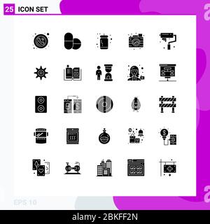 25 Kreative Symbole Moderne Zeichen und Symbole der Farbe, Kunst, Ketchup-Sauce, Bild, Prozess editierbare Vektor-Design-Elemente Stock Vektor