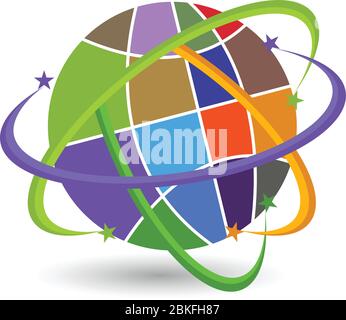 Illustration Kunst eines stilvollen Globus-Logo mit isoliertem Hintergrund Stock Vektor