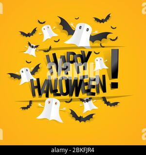 Happy Halloween Karte auf Hintergrund Vektor-Illustration Stock Vektor