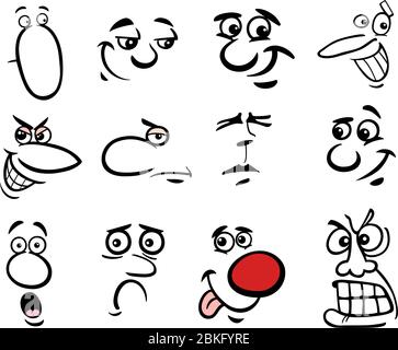 Cartoon Menschen Gesichter und Emotionen für Comics oder Design Graphic Set Stock Vektor