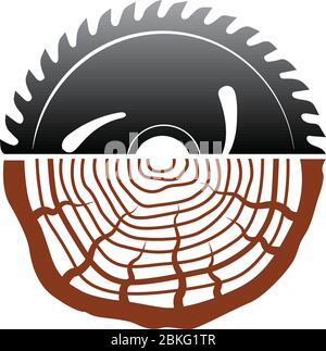 Illustration Kunst eines Holzschnitt-Logo-Design mit isoliertem Hintergrund Stock Vektor