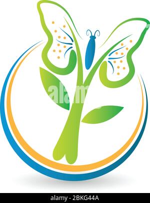 Illustration Kunst eines Schmetterlingsbaum-Logo mit isoliertem Hintergrund Stock Vektor