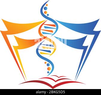 Illustration Kunst eines genetischen Bildungslogos mit isoliertem Hintergrund Stock Vektor