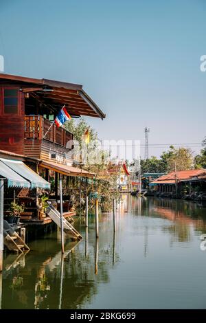 Emtpy Amphawa Floating Market, Bangkok, Thailand, Südost-Asien, Asien Stockfoto