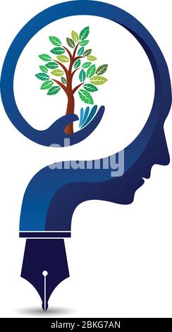 Illustration Kunst eines Mind Tree Logo mit isoliertem Hintergrund Stock Vektor