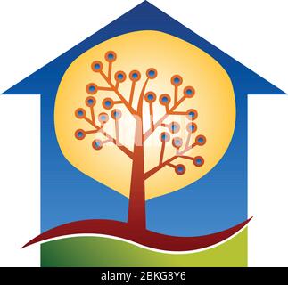 Illustration Kunst eines Home Circuit Tree Logo mit isoliertem Hintergrund Stock Vektor