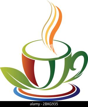 Illustration Kunst eines grünen Tee-Logo mit isoliertem Hintergrund Stock Vektor