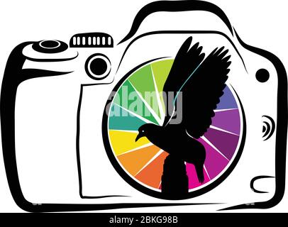 Illustration Kunst eines wilden Fotografie-Logo mit isoliertem Hintergrund Stock Vektor