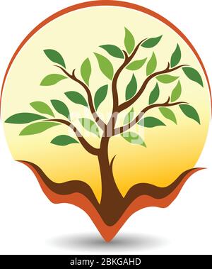 Illustration Kunst eines Baumhands natürliches Logo mit isoliertem Hintergrund Stock Vektor