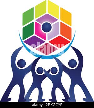 Human and Puzzle-Logo Stock Vektor