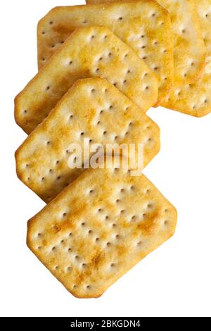 TUC original herzhaftes Gebäck verteilen sich auf weißem Hintergrund Stockfoto