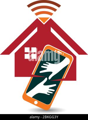 Home kostenloses WiFi verbunden Logo Stock Vektor