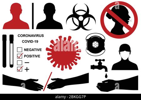 Illustration von Viren und Krankheiten Elemente auf weiß isoliert Stock Vektor